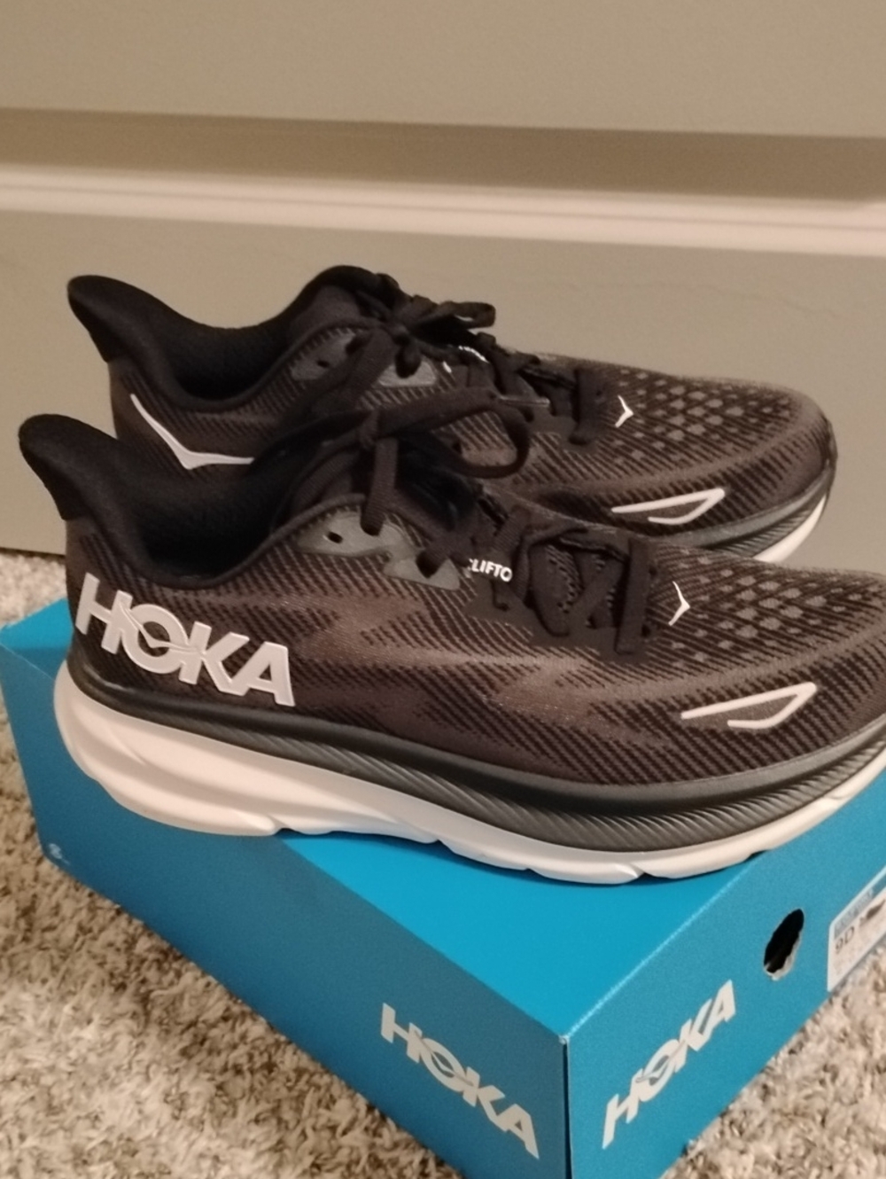 Hoka Men's Black and White Road Running Shoes
